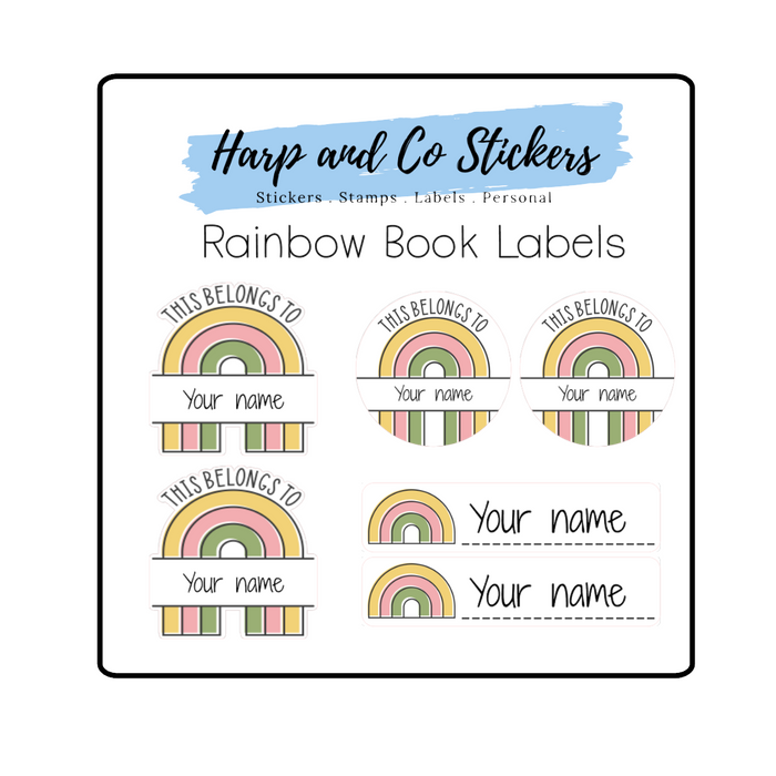Book labels *Rainbow Book Stickers* - perfect for labelling books