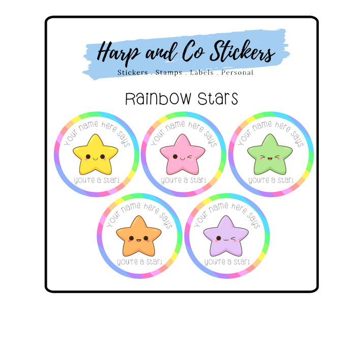 Personalised stickers - Rainbow Stars