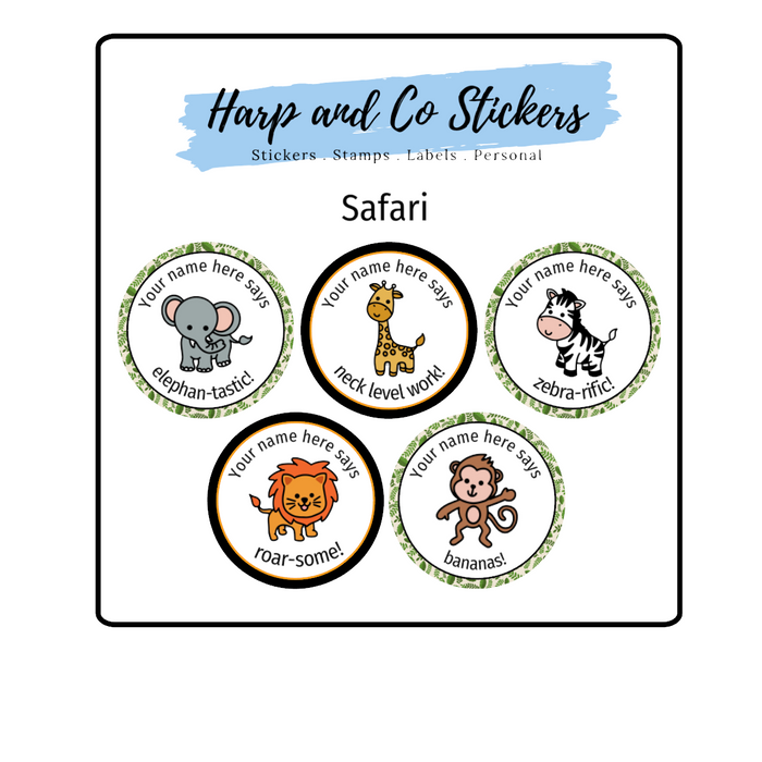 Personalised stickers - Safari