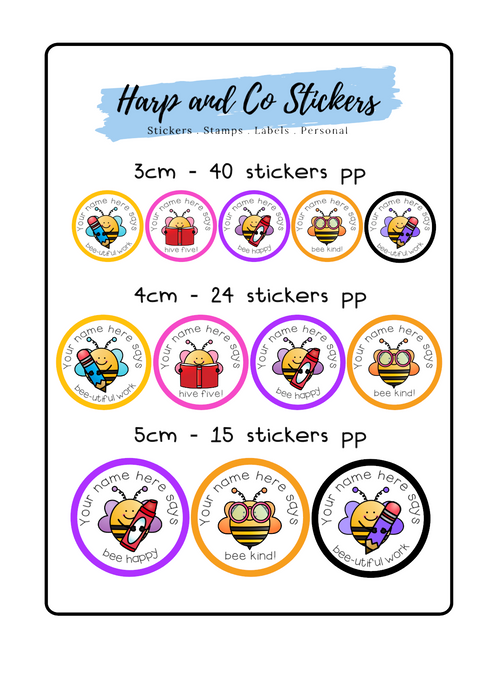 Personalised stickers - School Bee