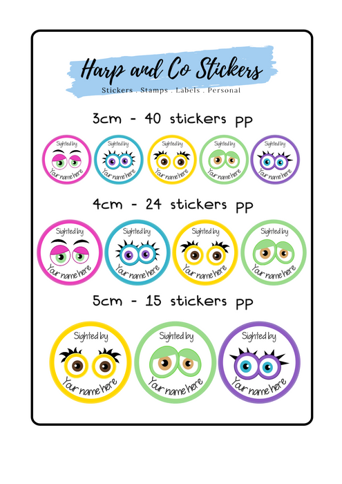 Personalised stickers *Sighted By*- Teacher/Birthday/Party stickers