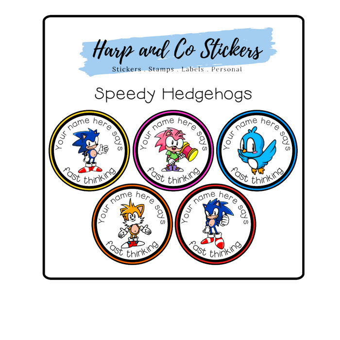 Personalised stickers - Speedy Hedgehogs