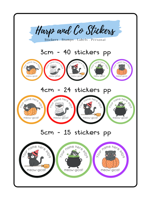 Personalised stickers - Spooky Cats