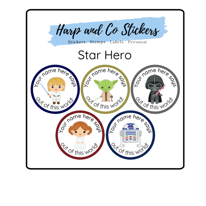 Personalised stickers - Star Hero
