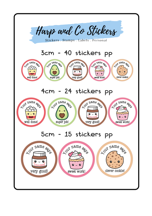 Personalised stickers - Sweet Treats