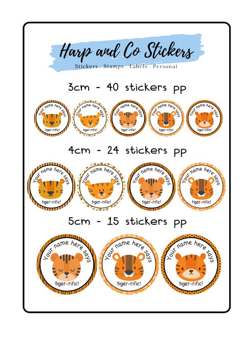 Personalised stickers *Tiger*- Teacher/Birthday/Party stickers