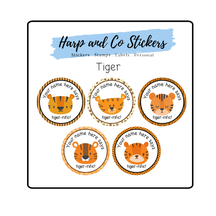 Personalised stickers *Tiger*- Teacher/Birthday/Party stickers