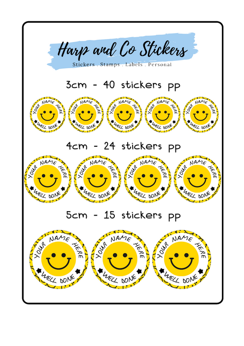 Personalised stickers - Yellow Smile