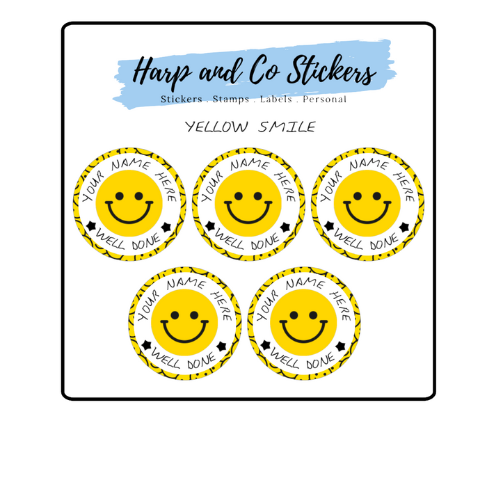 Personalised stickers - Yellow Smile