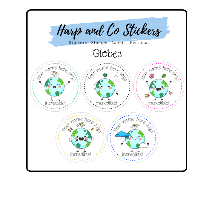 Personalised stickers - Globes